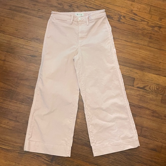 Madewell Emmett Pink High Waist Wide Flare Leg Crop Jeans Size 27 - Picture 1 of 5